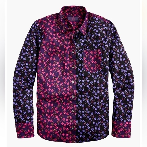J. Crew Liberty Print Slim Perfect Shirt In Eggplant Pink - Picture 4 of 12